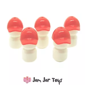 LEGO Minifigure Red Caps - Short Curved Bill With Seams 5 x NEW HG7 - Picture 1 of 2