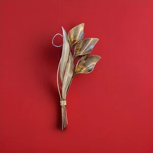 Broche prendedor firmado de plata esterlina Art Deco Tru Art Flowers de colección. - Imagen 1 de 6