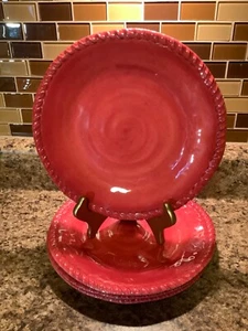 Pier 1 Imports Swirl Crackle Melamine 9" Salad Plate Set of 4 Red Coral NWT - Picture 1 of 8