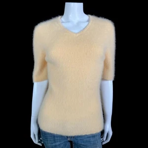 Suéter Pullover 70% Angora Difuso Vintage INC Caramelo Amarillo 33 en Busto - Imagen 1 de 10