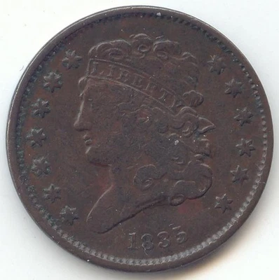 1835 Classic Head Half Cent, Original VF - Image 1 of 2
