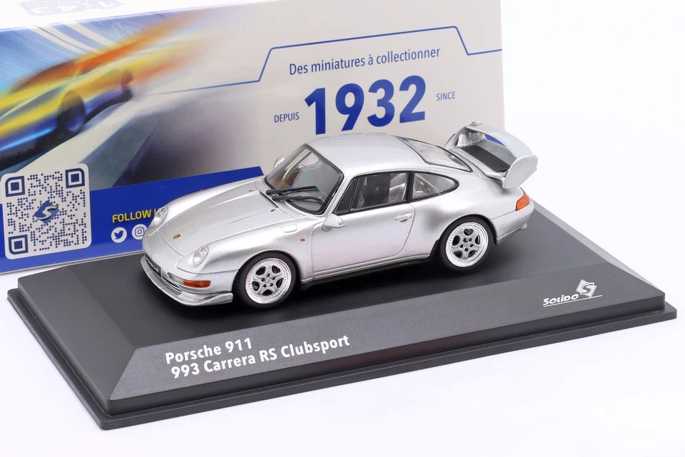 Porsche 993 RS Clubsport Baujahr 1993-1995 polarsilber 1:43 Solido - Bild 1 von 1