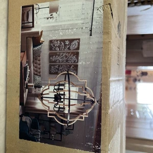 Rustic Farmhouse Pendant Light – 6-Light Chandelier – Cage Style – NEW - Picture 1 of 10