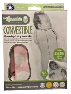 Woombie swaddle convertible size newborn 5-13 lb pink and white - Picture 1 of 3