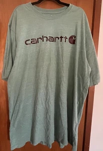 Carhartt Herren T-Shirt 2XL Tall Mintgrün Braun Schriftzug Loose Fit Rundhals - Bild 1 von 3