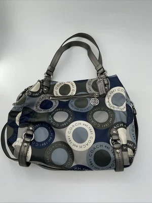 Coach Snaphead Print Sateen Alexandra Satchel Navy Crossbody Handbag F17582 - Image 1 of 4