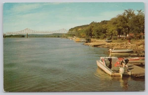 The Beautiful Mississippi River and Bridge Vintage Unposted Postcard - Picture 1 of 2