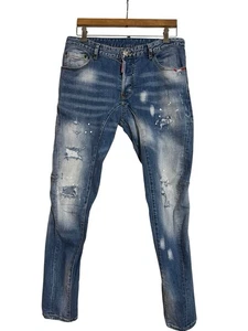 Pantalones de mezclilla ajustados artesanales DSQUARED2 desgastados talla 50-34/31 pulgadas - Imagen 1 de 12