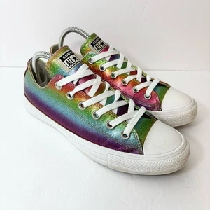 Converse All Star Waxed Rainbow Glitter Lace Up Sneaker Women Size 9 - Picture 1 of 13