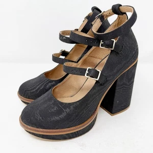 Free People schwarze Leder Plateau Mary Jane Chunky Heels Gr. 8 / 38 Gothic - Bild 1 von 10