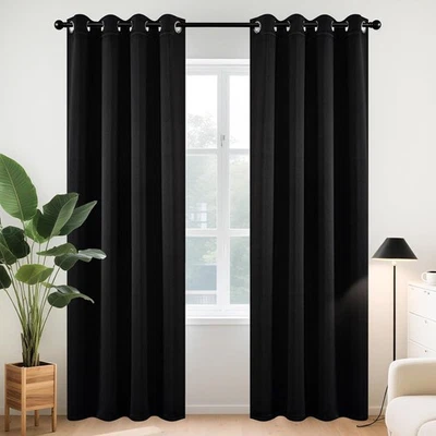 Joydeco Cortinas Blackout para Dormitorio 84 Pulgadas 52"W x 84"L (Pack de 2), Negro  Foto 1 de 4