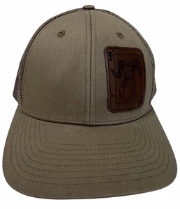Ram Big Horn Leather Patch King of Hearts Army Green Trucker Style Snapback - Picture 1 of 7