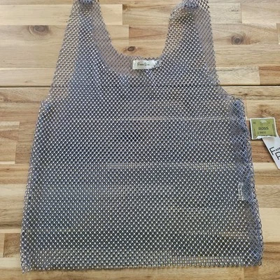 NOVO COM ETIQUETAS M DESBOTADO ROSA STRASS CRAVEJADO COLHER PESCOÇO REDE MALHA TANQUE PRAIA AZUL - Imagem 1 de 4