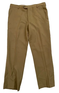 Burberry London Dress Pants 32 W 26 L Flat Front Wool Tan - Picture 1 of 7