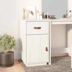 vidaXL Desk Cabinet White 40x50x75 cm Solid Wood Pine UK - Picture 1 of 11
