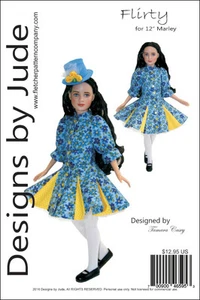 Flirty Dress Doll Clothes Sewing Pattern para 12 "Marley Wentworth Dolls Tonner - Imagen 1 de 6