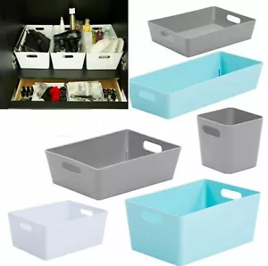 PLASTIC HANDY STUDIO BASKET STORAGE TIDY ORGANIZER BASKETS WITH HANDLES HOME - Picture 1 of 12