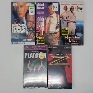 Lot of (5) Sealed Action Movies VHS Cassette Tapes - Platoon, Zorro, Cop, Kiss - Picture 1 of 6