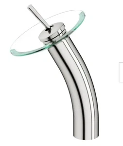 New VIGO Vessel Sink Faucet Waterfall Glass Brushed Nickel VG03002BN - Picture 1 of 2