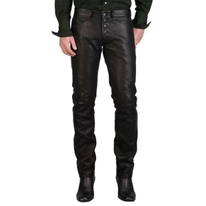 Hombre Cuero Negro Pantalones,Piel Auténtica Estilo Motero Biker Regalo - Imagen 1 de 3