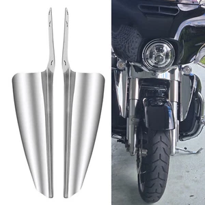 Chrome Front Fork Mount Wind Deflectors For Harley Touring Street Glide 2006-23 - Picture 1 of 19