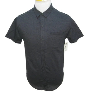 New FISSION Men's (Size Medium) Dark Gray Short Sleeve Button Front Shirt Top - Picture 1 of 5