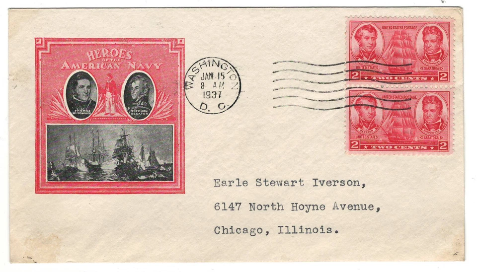 UNITED STATES  1937 Very Fine Cover to Chicago from Washington  #USC4 - Image 1 of 1