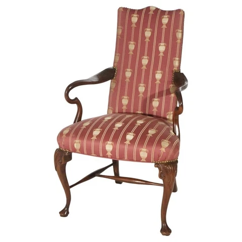 Queen Anne Style Mahogany Upholstered armchair, circa 1940 Cover