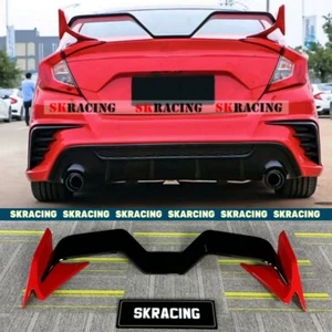Fit For 2016-2021 Honda Civic 10th Black+Red Rear Spoiler Tail Trunk Gull Wing - Picture 1 of 15