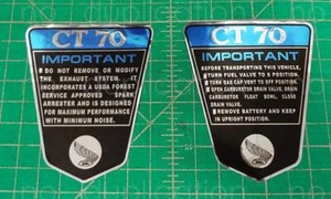72' CT70 K1 1972 minibike insignias cromadas CT-70 calcomanías, pegatinas, pegatinas - Imagen 1 de 1
