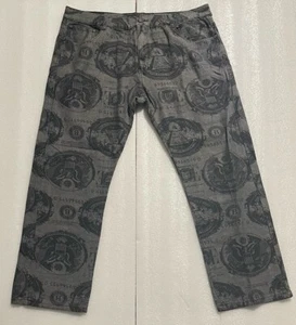 Young Rich & Famous Money Dollar Bill Graphic Print Jeans Size 42 - Picture 1 of 4