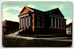 Postcard First Christian Church Omaha Nebraska NE PM 1909 - Picture 1 of 2