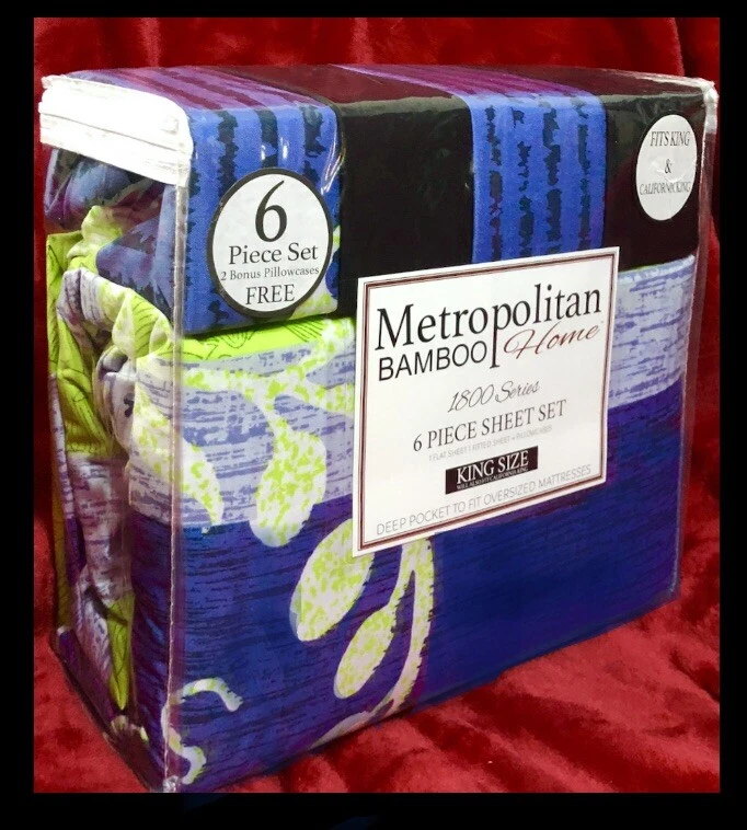Metropolitan Bamboo 1800 Series 6pc Sheet Set King Size 2 Pillowcases