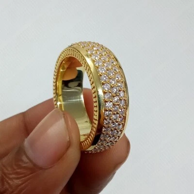 2.30 CT White Round Cut CZ Men's Wedding Band Ring In Solid 925 Sterling Silver - Image 1 of 4