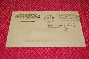 Cover Postmarked in 1941 From Federal Security Agency Social Security Board - Picture 1 of 2
