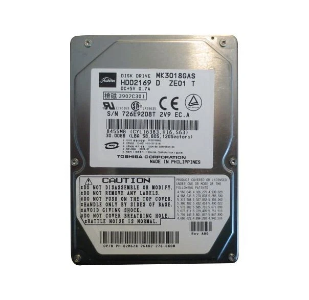 Toshiba MK3018GAS 30GB 2MB Cache 4200RPM IDE/ATA 2.5" Internal Hard Drive - Image 1 of 1