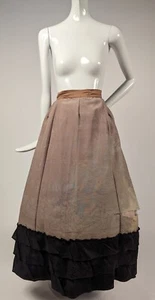 VICTORIAN 19TH C MOIRE BENGALINE SKIRT W SILK BOTTOM - Picture 1 of 8