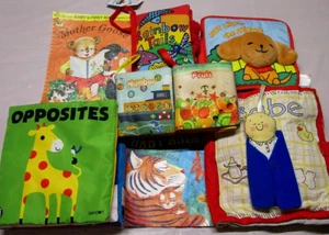 lot of 7 Cloth Baby Sensory Books + Vtg Baby's 1st Mother Goose, Indestructibes - Picture 1 of 22