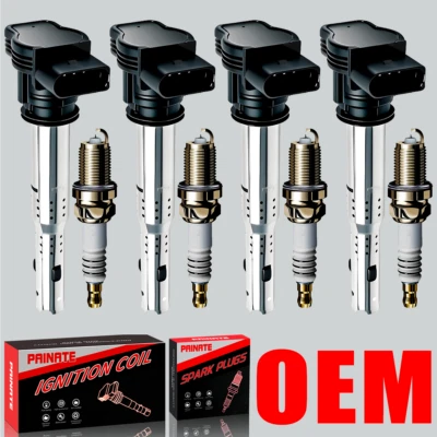 Marca 4X Bobina de encendido OEM y bujías de iridio para Audi A3 A5 VW Tiguan UF575 Foto 1 de 4