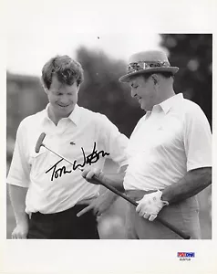 TOM WATSON SUPERB SIGNED VINTAGE PHOTO WITH SAM SNEAD PHOTO PSA - Picture 1 of 1
