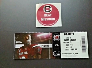 South Carolina Gamecocks Missouri 2014 Football Spiel Ticket Stub KOSTENLOSER VERSAND - Bild 1 von 3