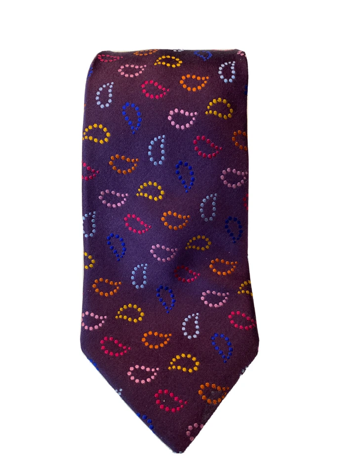 TALLIA men's Tie Modern Paisley 100% Silk Hand Made Pointalism Tie Multi~3.25" - Image 1 of 4