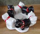 Vintage Ceramic Black White Scottie Dog Terrier Candle Votive Holder Boxed