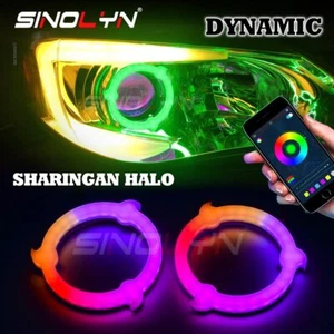 Sharingan RGB Halo Ring Angel Eyes Dynamic Revolving Squential DRL APP Control - Picture 1 of 11
