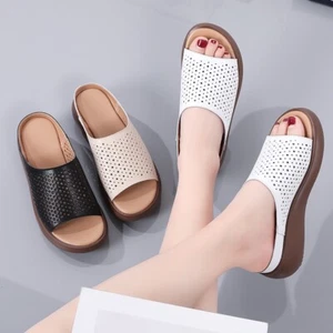 Zapatos romanos para mujer estilo étnico suela gruesa tacones inclinados boca de pescado sandalias - Imagen 1 de 6
