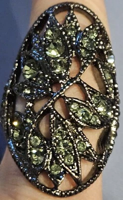 Anel de strass cinza tamanho 7-9 joia elástica de metal arma - Imagem 1 de 4