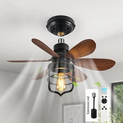 20IN Socket Fan Light with Remote Screw in Ceiling Fan in Light E26 bulb Black - Image 1 of 4