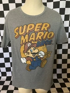Old Navy Logo SUPER MARIO BROTHERS T-Shirt GRAY Shirt DISTRESSED Since 85’ sz S - Picture 1 of 9