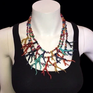 NWT Multilayer Colorful Coral Necklace - Picture 1 of 5