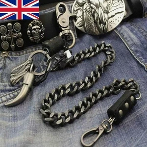 Mens Skull Strong Leash Heavy Metal Wallet Chains Biker Jean Key Chain - Picture 1 of 9